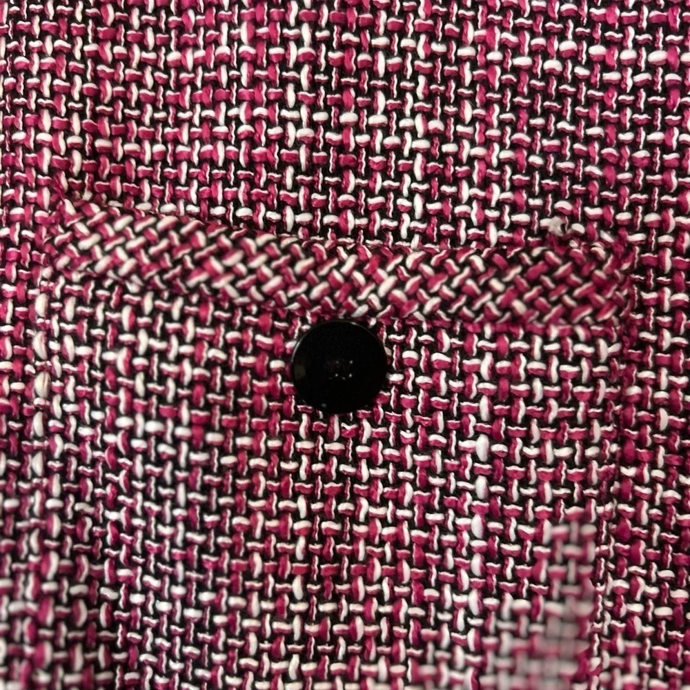 Bar III XXL Women's Tweed Patch-Pocket Kissing Jacket Pink Black White Career